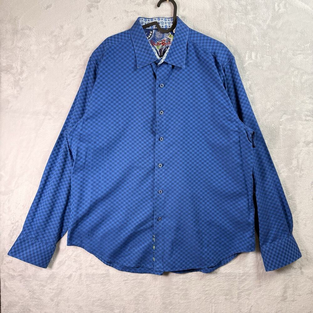 Robert‎ Graham Dress Shirt Men's XL Checkered Flip Cuff Designer Business Spring